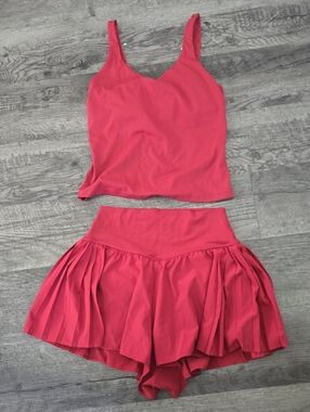 Women’s Pink Pleated Circle Skirted Short with Wide Waistband